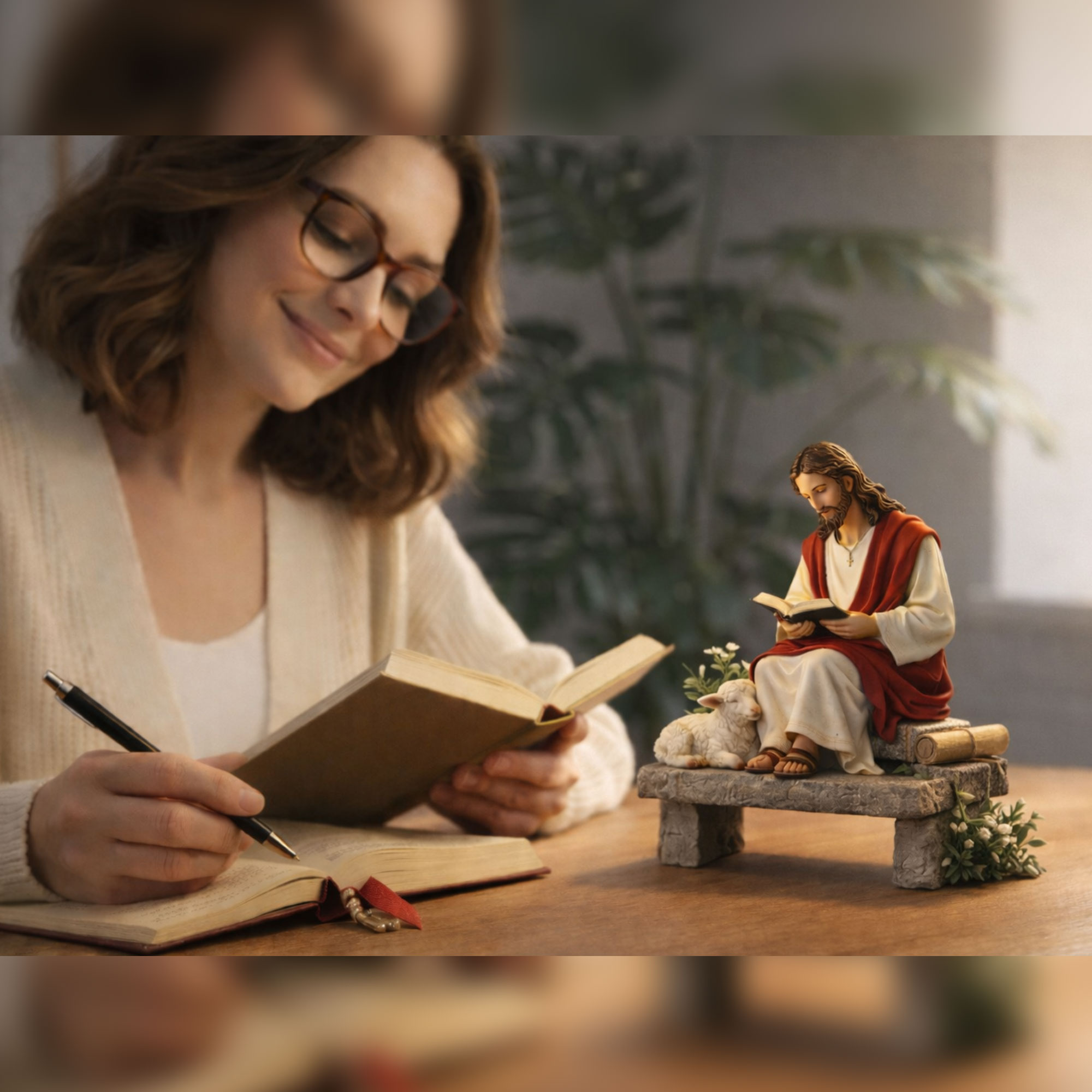 The Good Shepherd Reading Figurine
