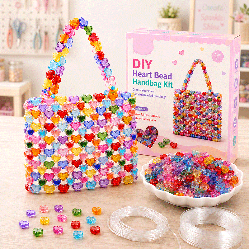 🌈 Colorful Heart-Bead Handbag DIY Kit