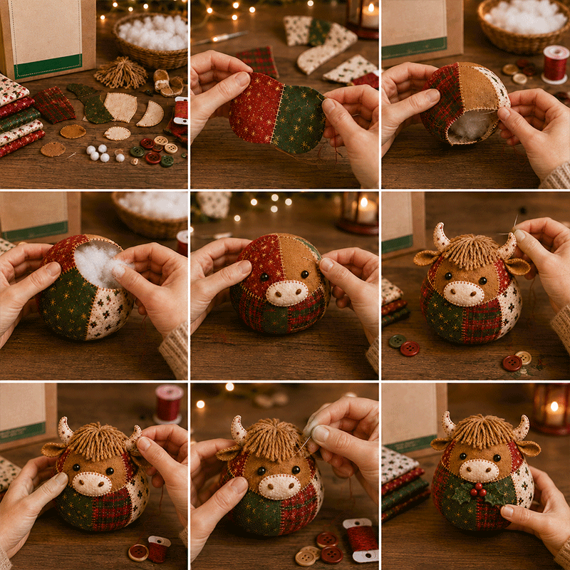 🐾 DIY Christmas Animal Patchwork Kit