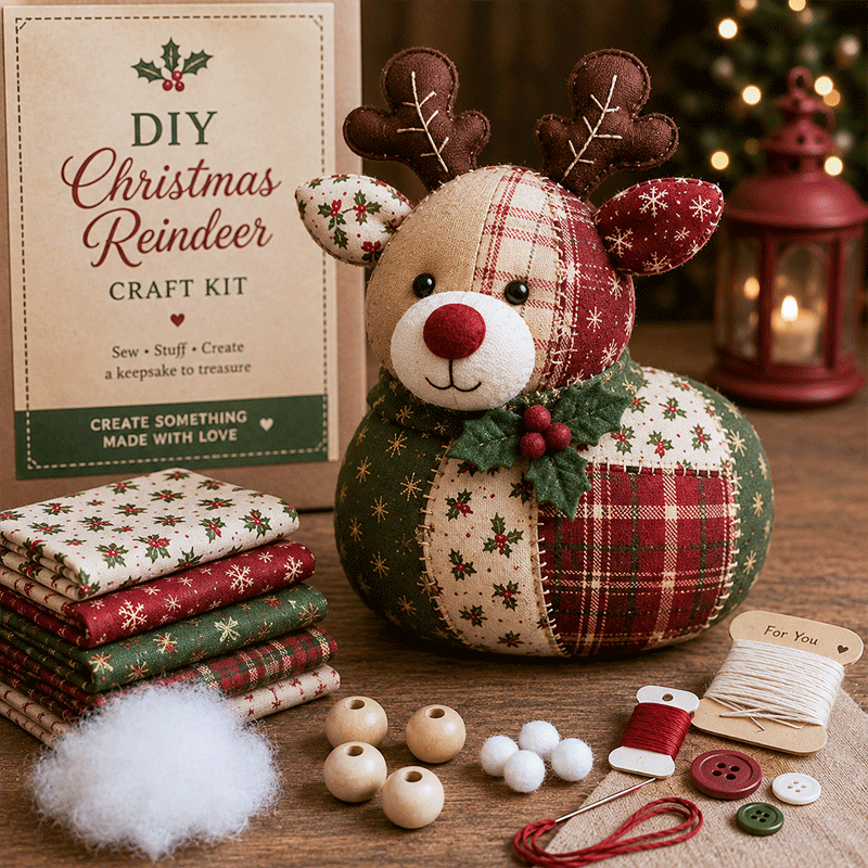 🐾 DIY Christmas Animal Patchwork Kit