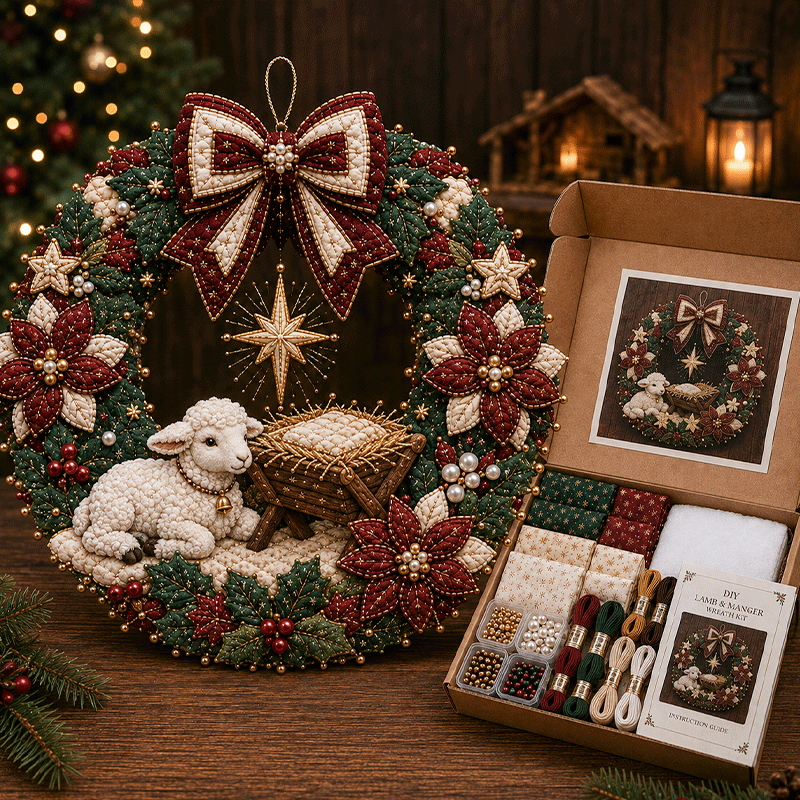 🔥49% Off Last Day -🎄 DIY Beaded & Quilted Christmas Wreath Kit