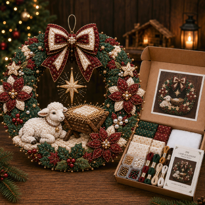 🔥49% Off Last Day -🎄 DIY Beaded & Quilted Christmas Wreath Kit