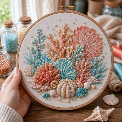 🔥50% Off Last Day - BUY 3 GET 1 FREE🐙Ocean-Themed Bead Embroidery Kit