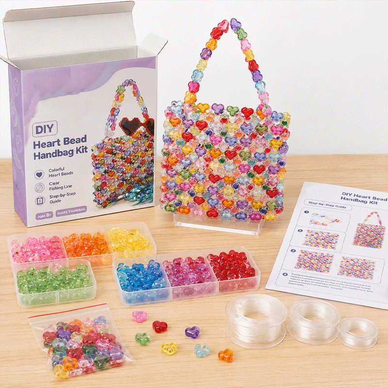 🌈 Colorful Heart-Bead Handbag DIY Kit