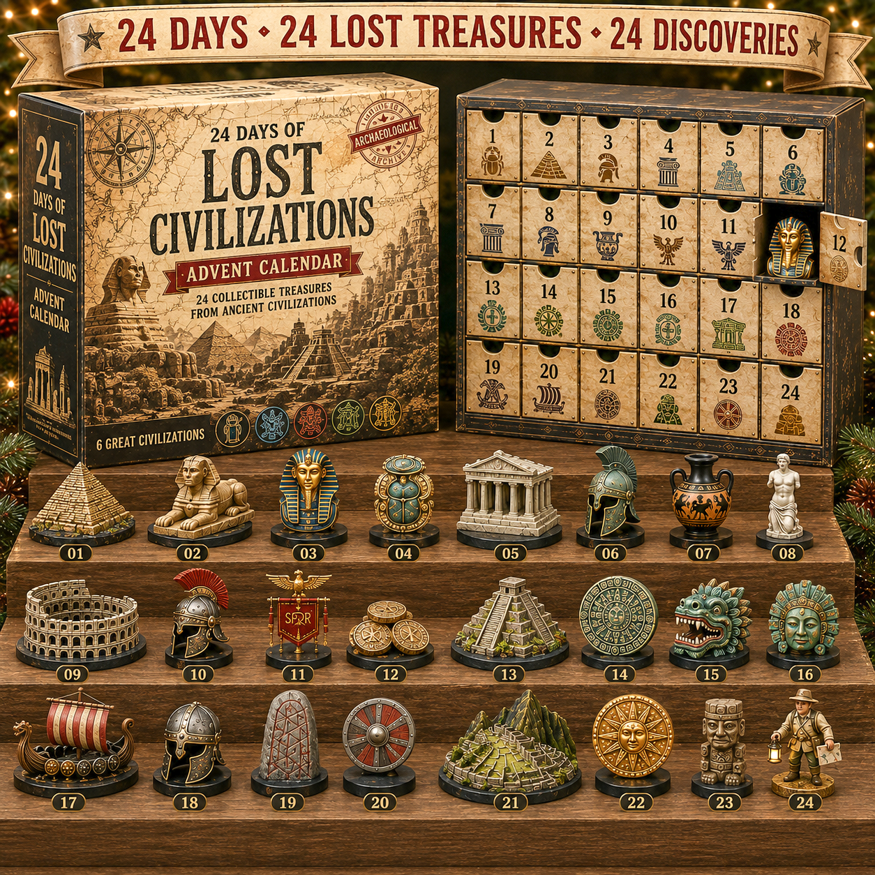 Lost Civilizations Advent Calendar with 24 ancient civilization collectibles