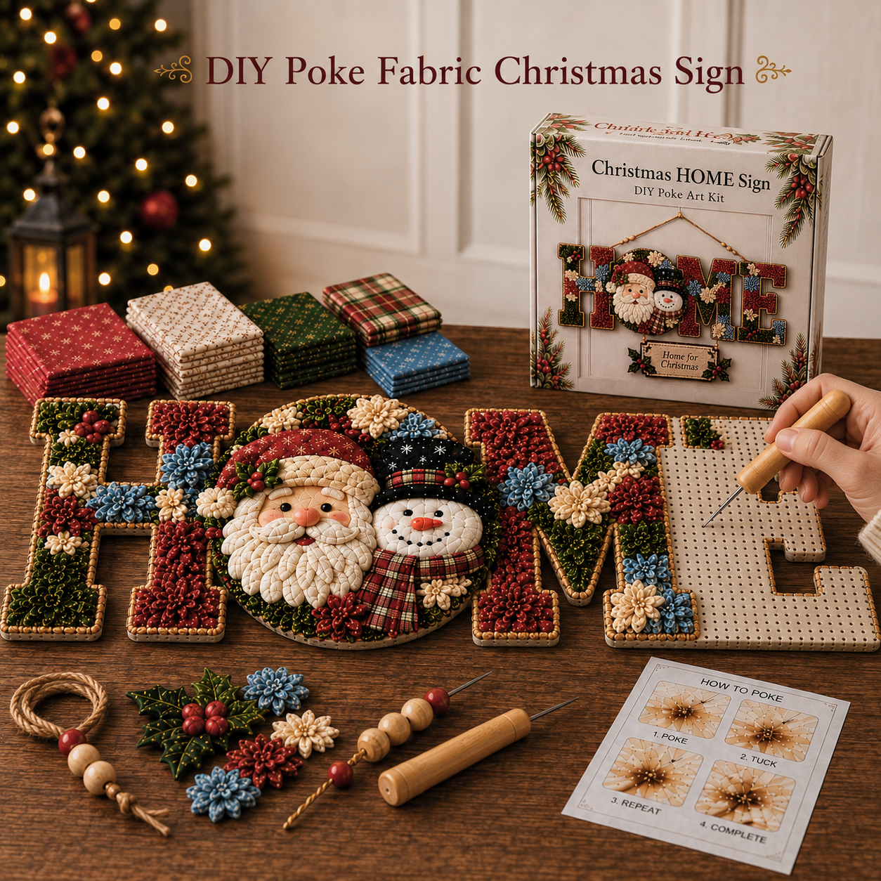 DIY Fabric Poke Art HOME Sign Kit – No-Sew Seasonal Door & Wall Hanging Craft