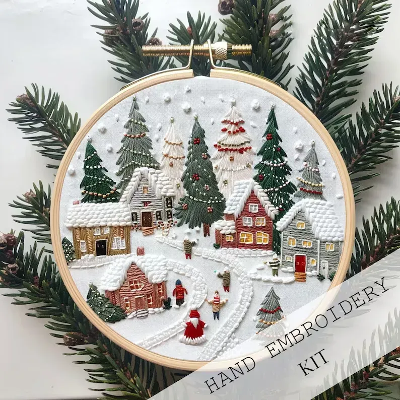 Holiday Village Embroidery Suits