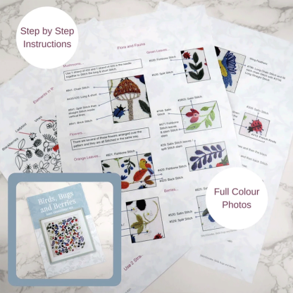 🌿 Birds, Insects, and Berries Hand Embroidery Kit