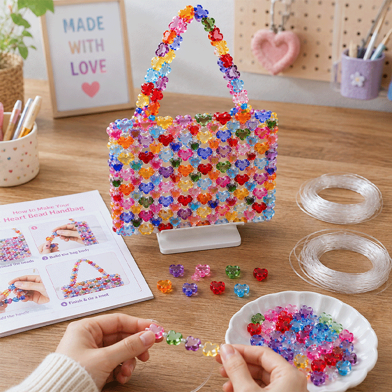 🌈 Colorful Heart-Bead Handbag DIY Kit