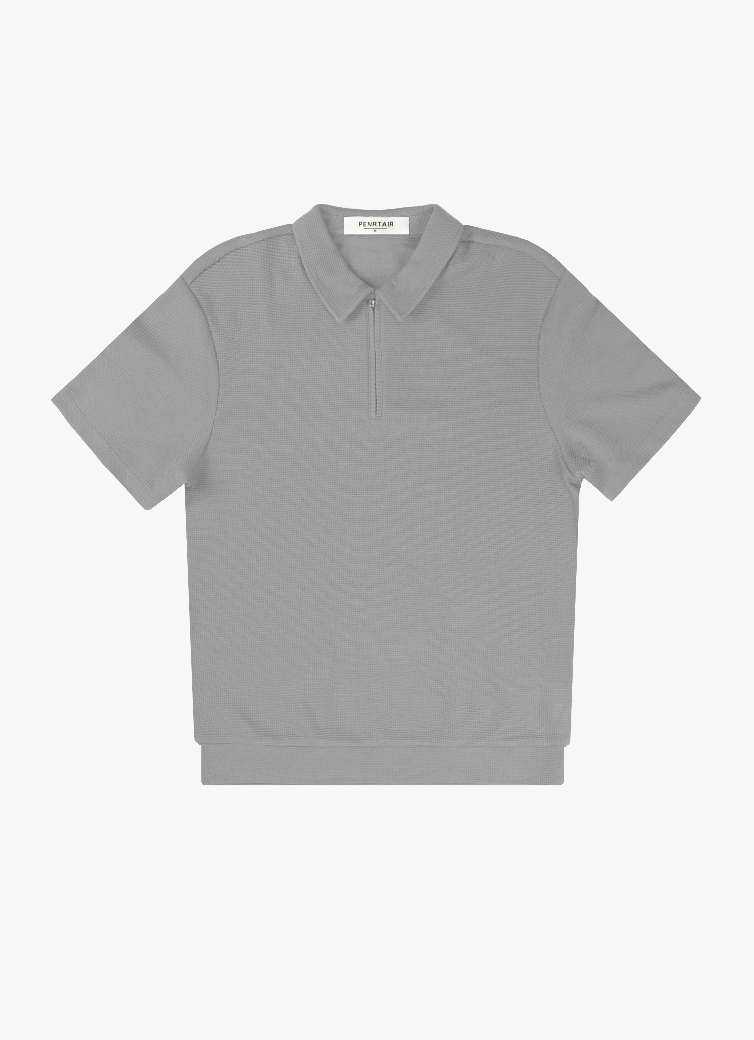 Waffle Zip-Collar Polo