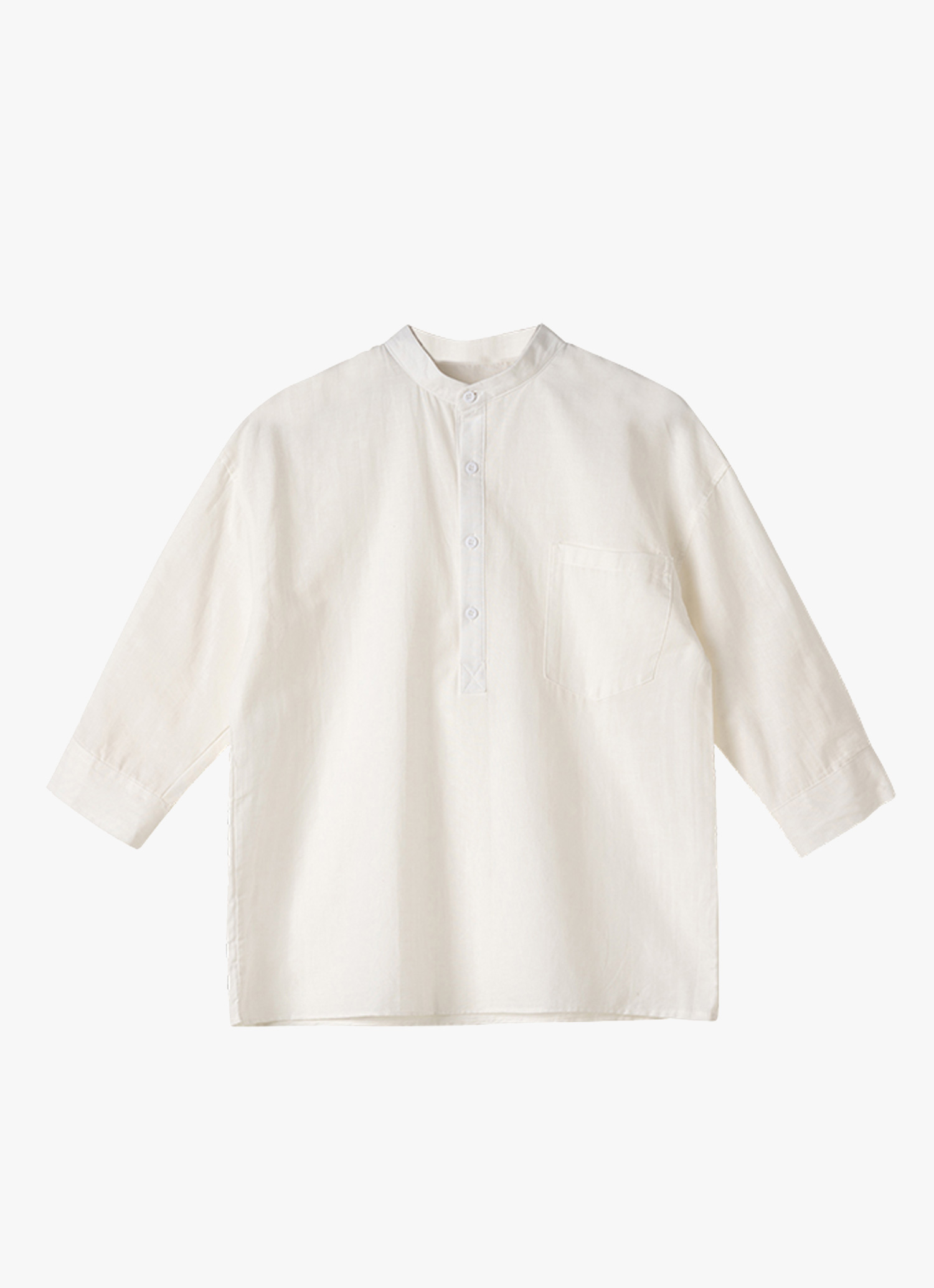 Linen Blend Stand-Collar Shirt