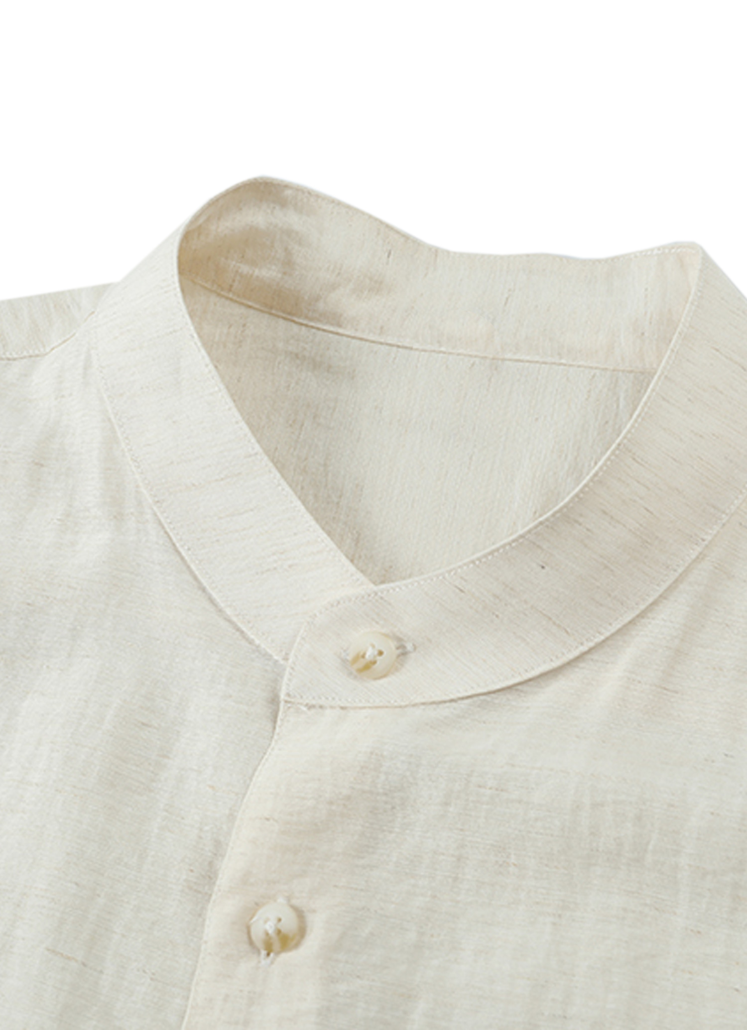  Linen Stand-Collar Shirt