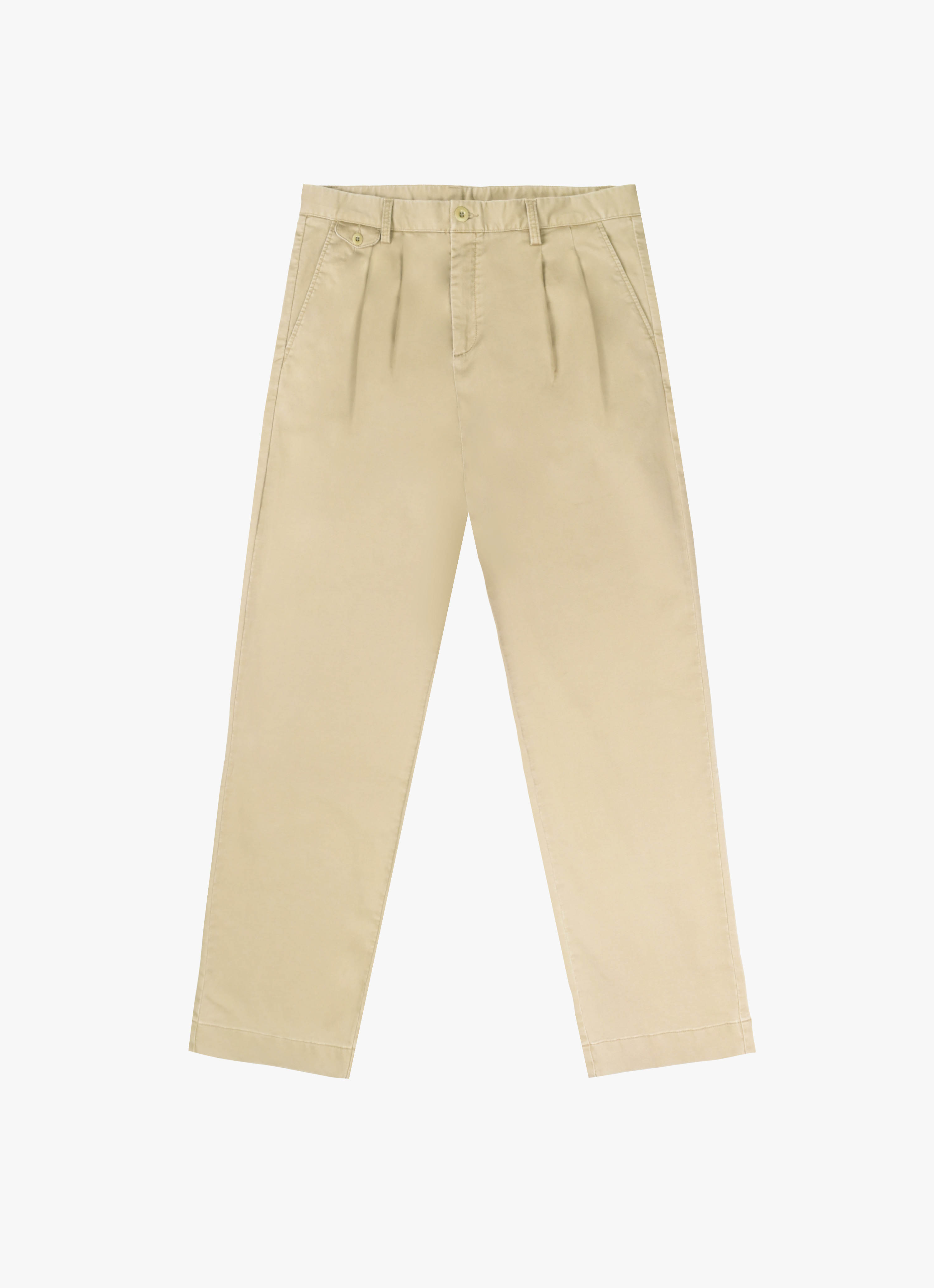 Relaxed Pleated Cotton Trousers-Penrtair