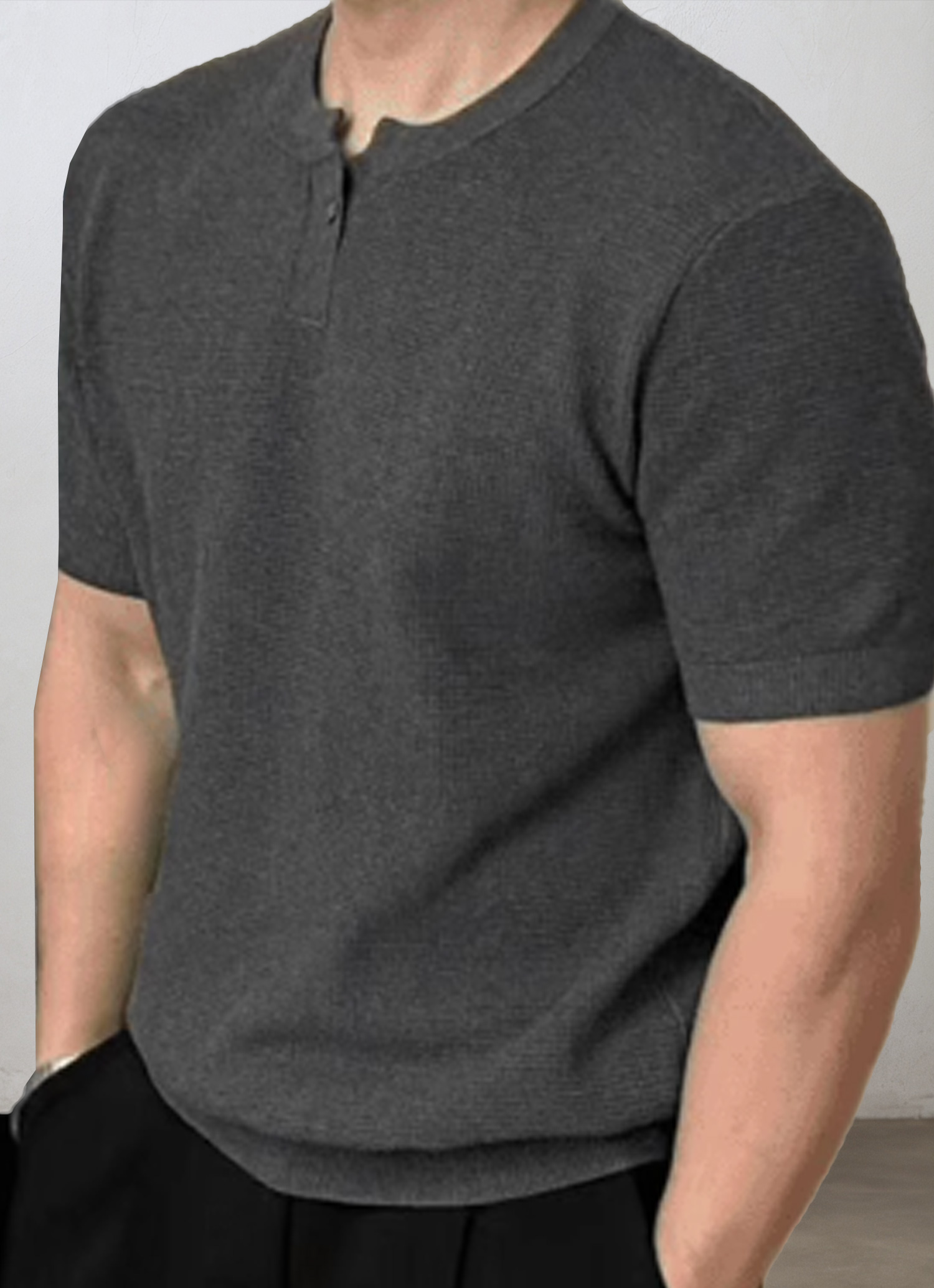 Knitted Henley T-Shirt-Penrtair