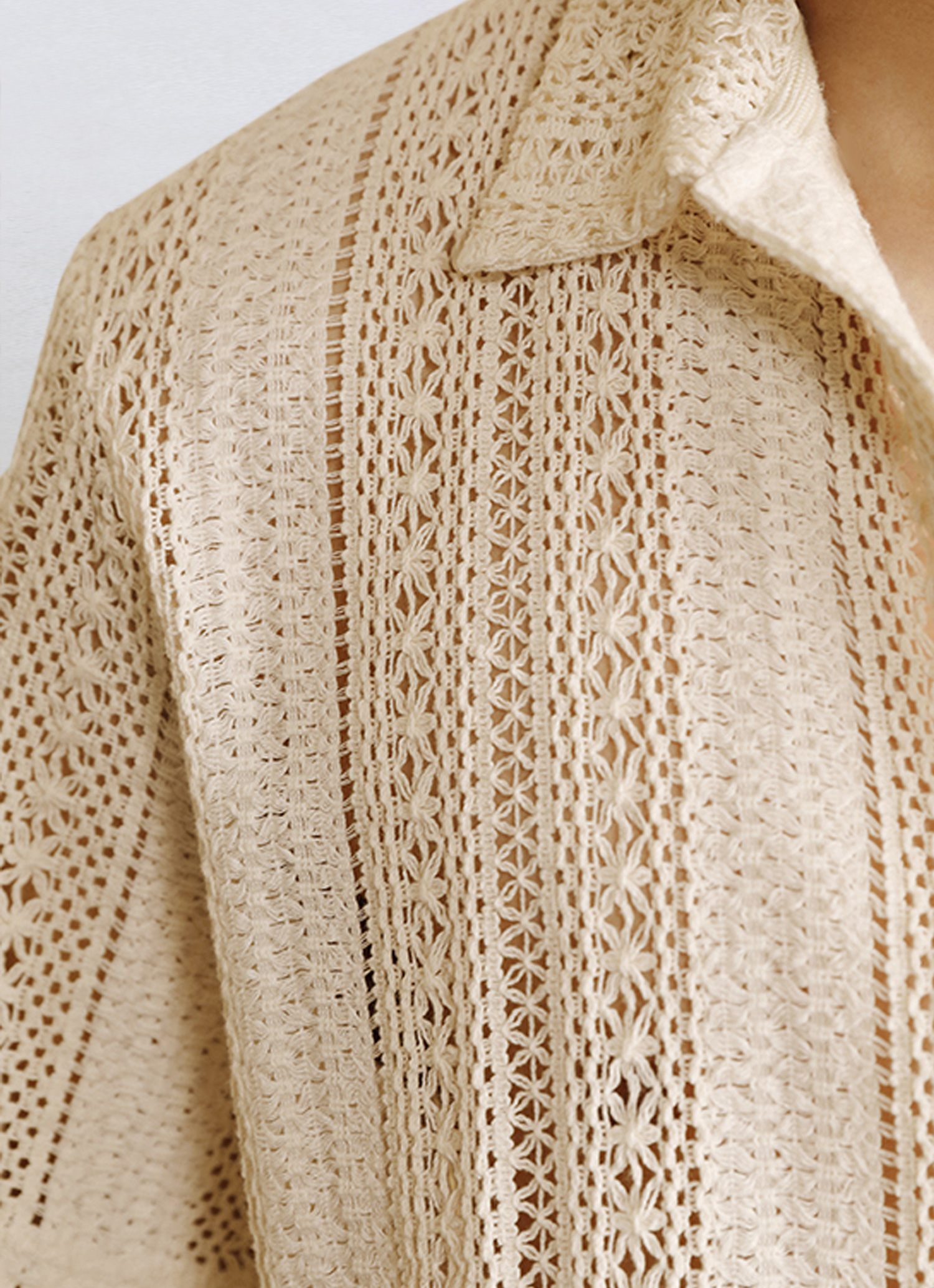 Open-Knit Cotton Polo Shirt-Penrtair