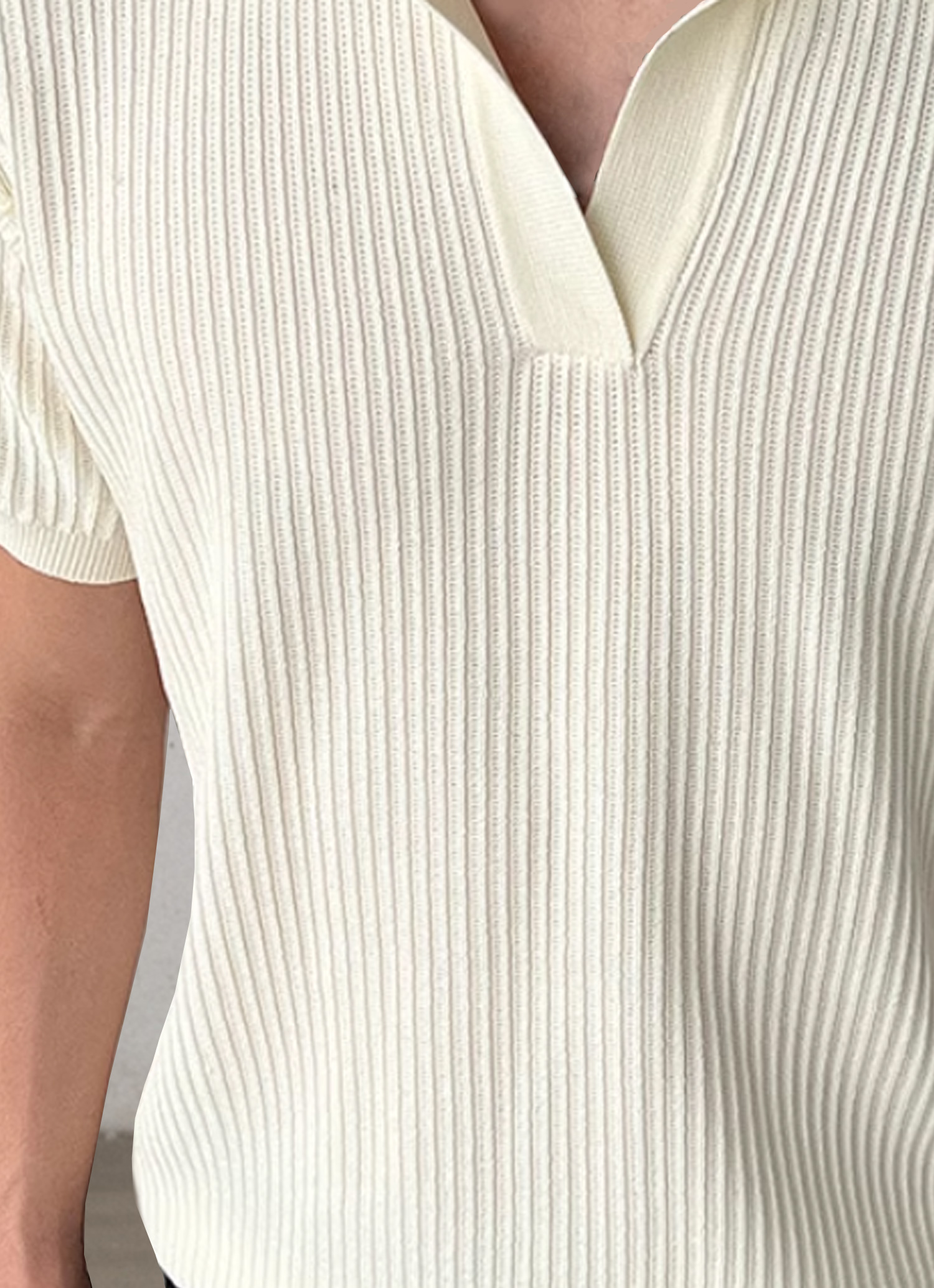 Striped Knit Polo Shirt-Penrtair