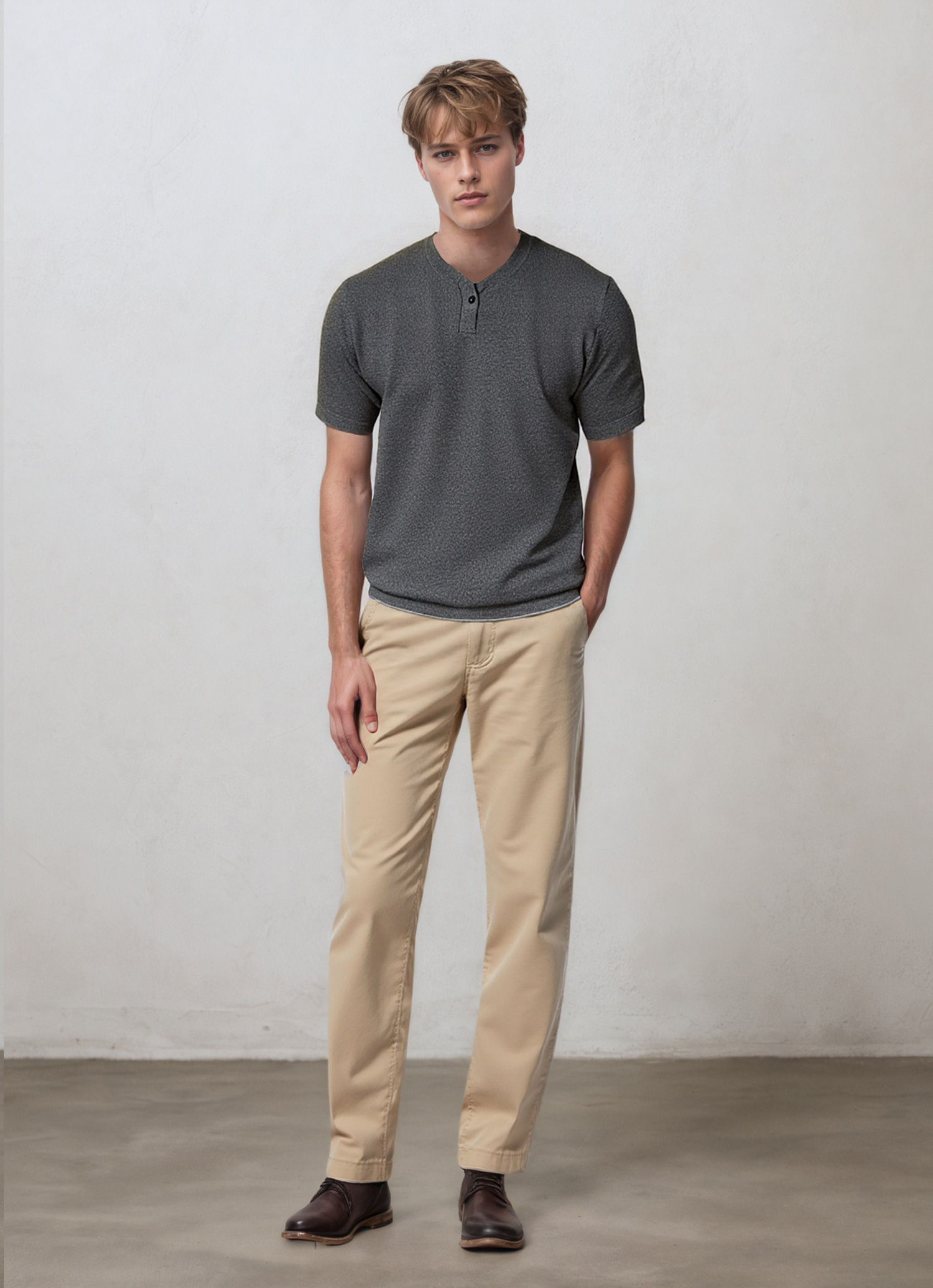 Knitted Henley T-Shirt-Penrtair