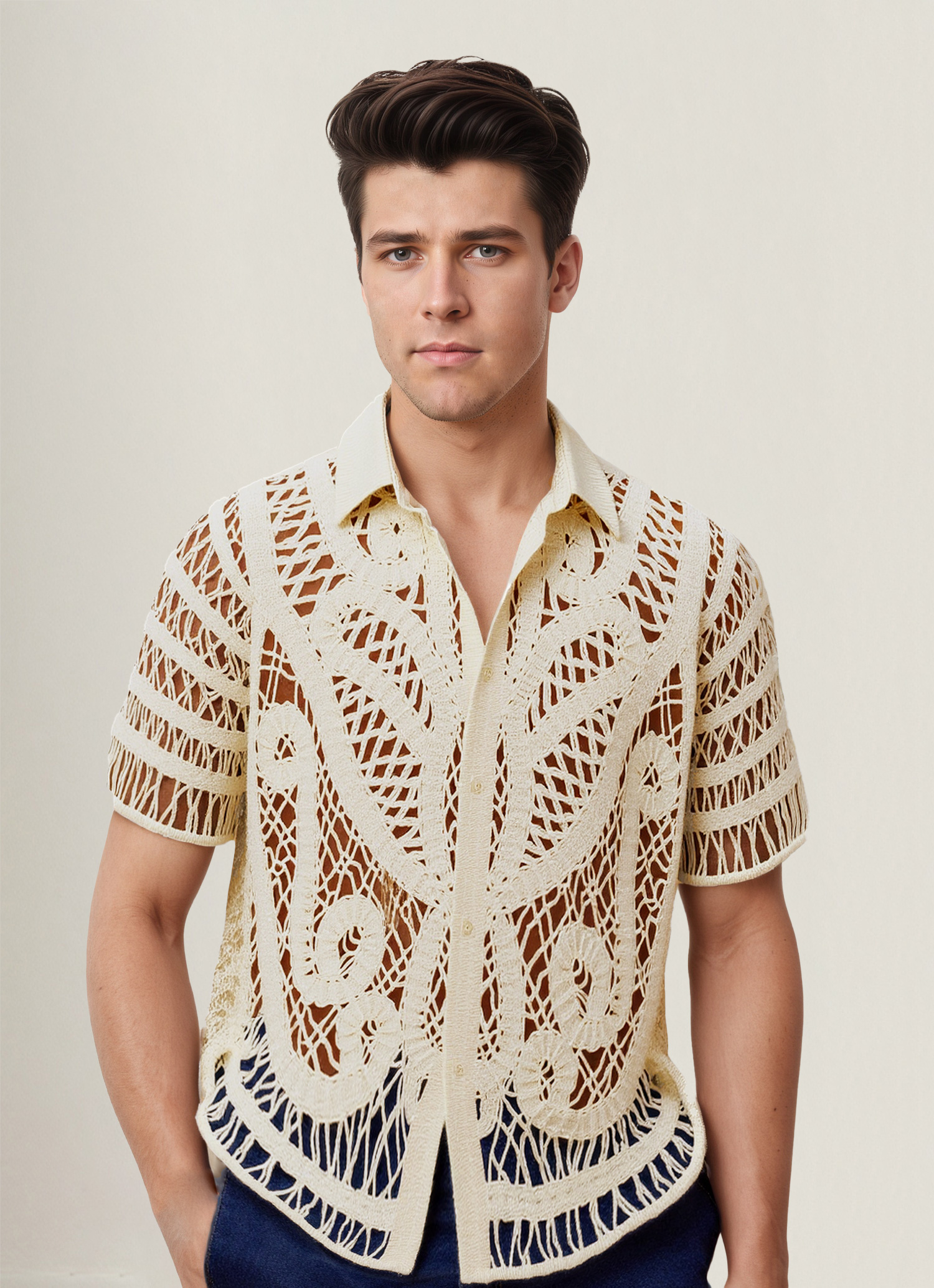 Open-Stitch Crochet Polo