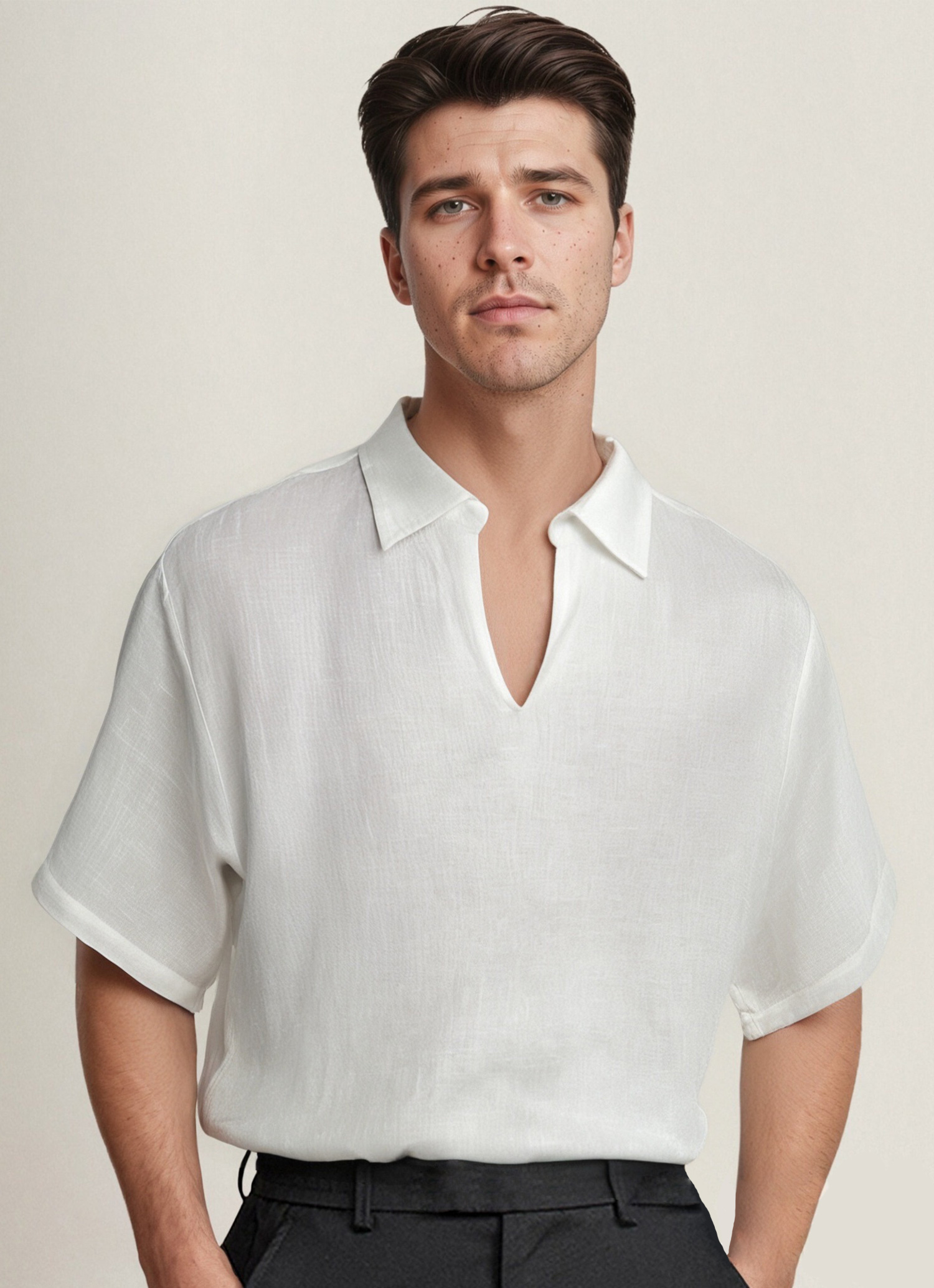 Lyocell-Linen Collar Shirt