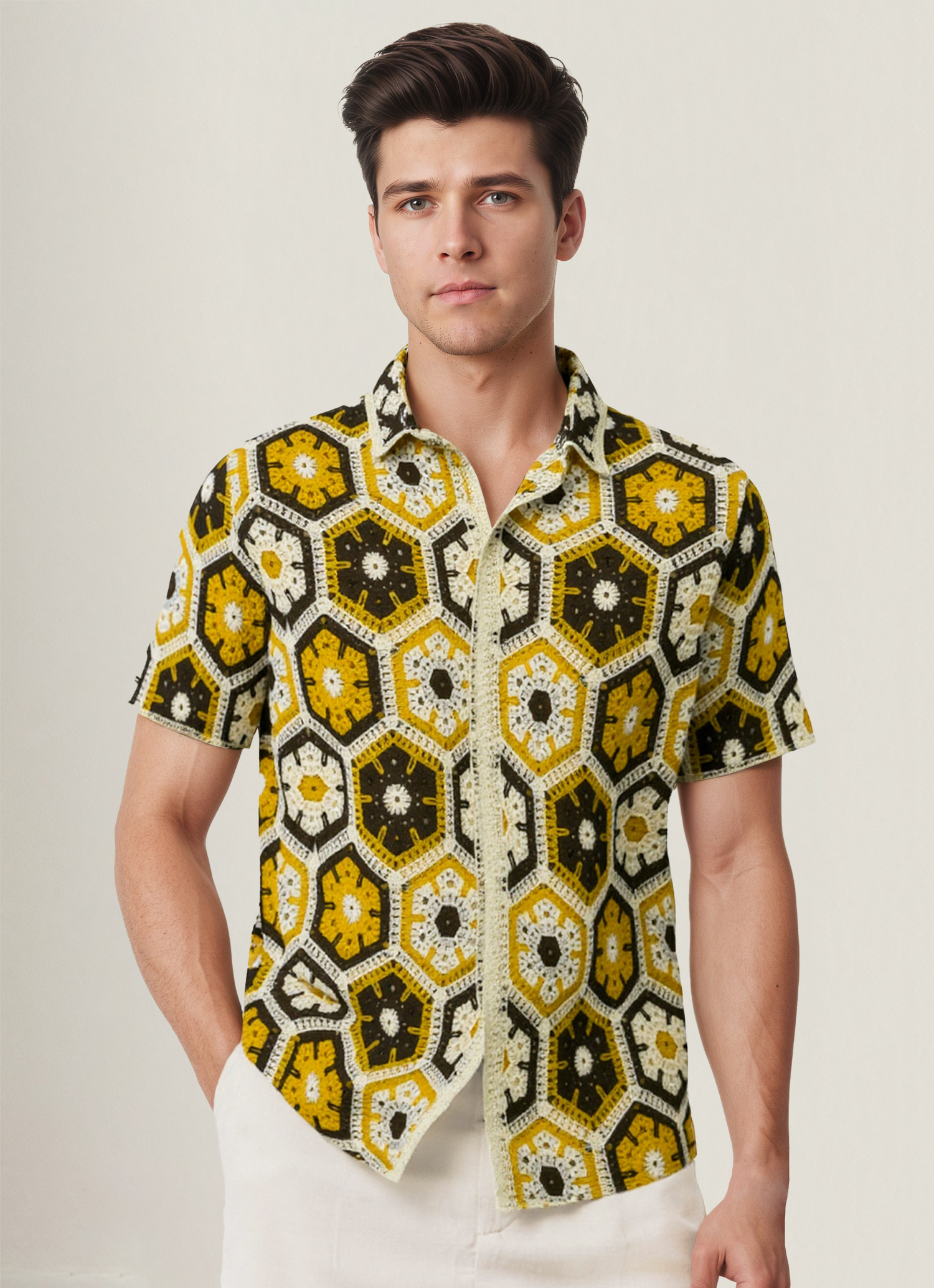 Textured Knit Polo Shirt