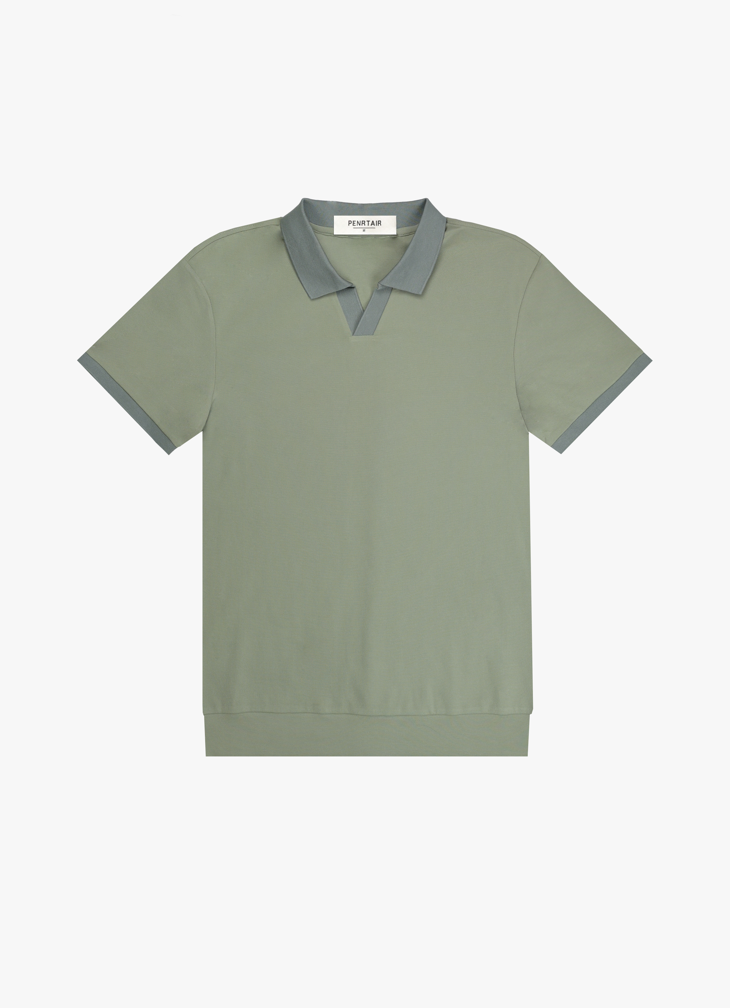 Contrast Trim V-Neck Polo-Penrtair