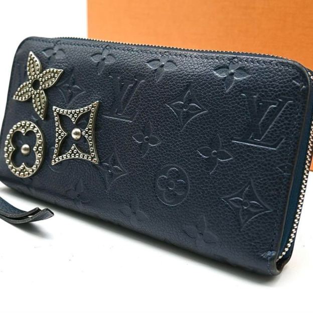 Louis Vuitton Zippy Wallet Metal Blue Empreinte Navy Long Wallet