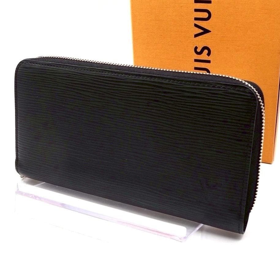 Louis Vuitton Zippy Wallet Epi Black Long Wallet with Silver Hardware