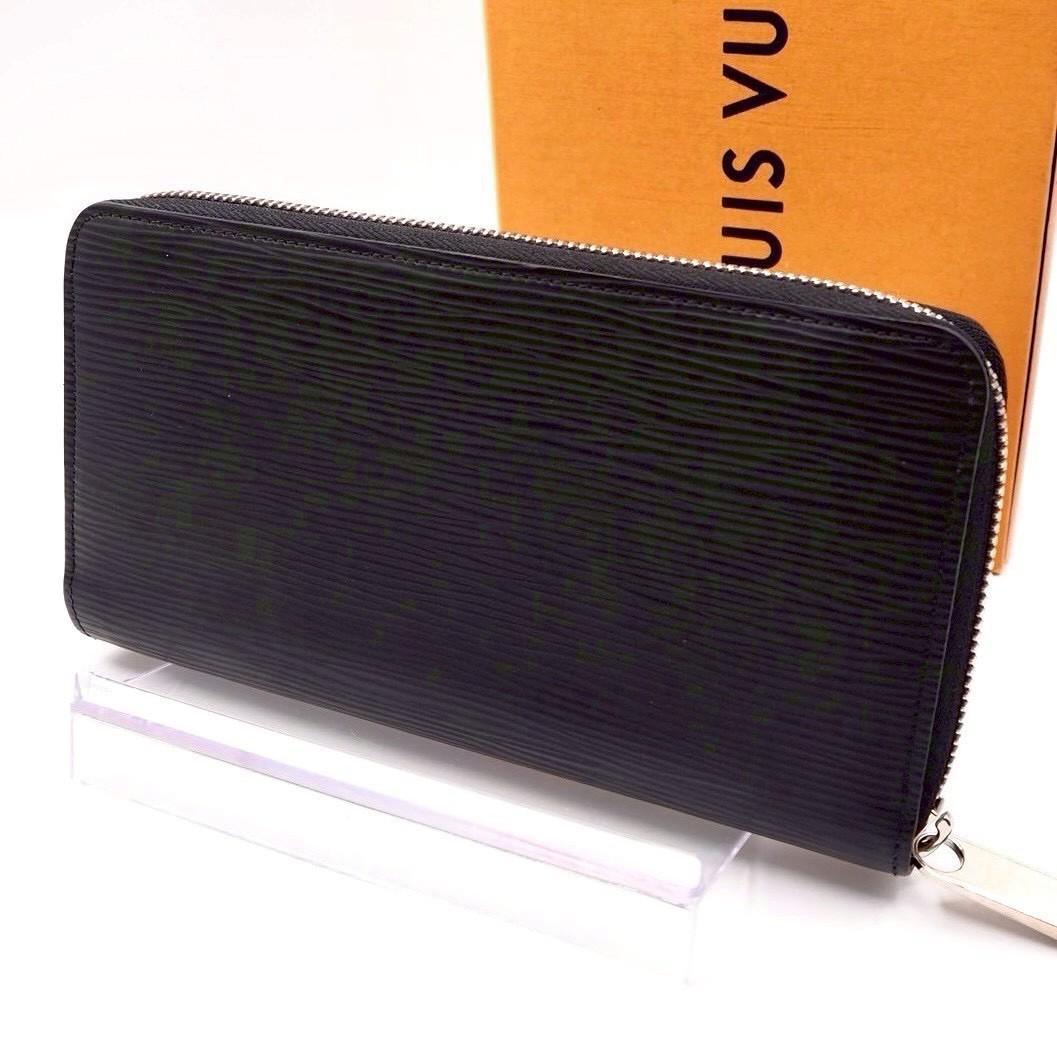 Louis Vuitton Zippy Wallet Epi Black Long Wallet with Silver