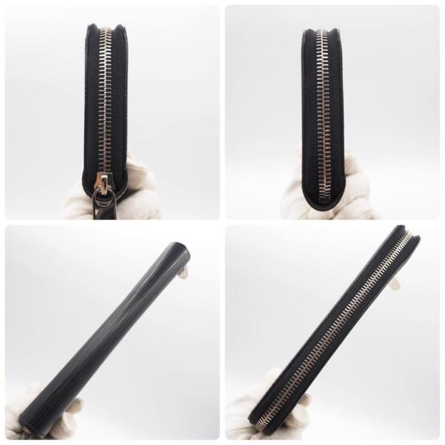 Louis Vuitton Zippy Wallet Epi Black Long Wallet with Silver Hardware