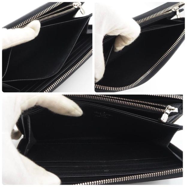 Louis Vuitton Zippy Wallet Epi Black Long Wallet with Silver Hardware