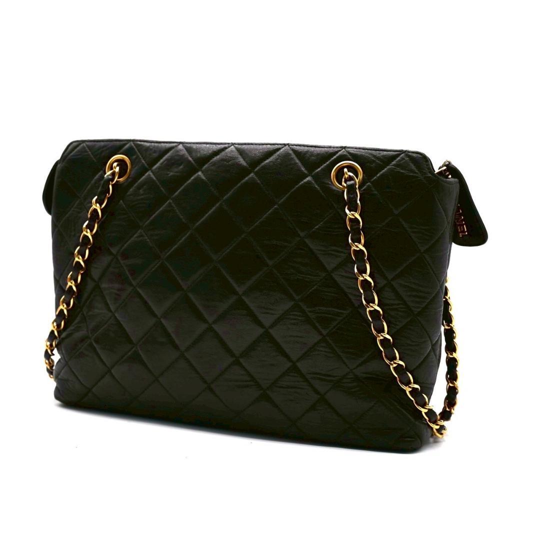 Chanel chain shoulder bag, turnlock, black lambskin