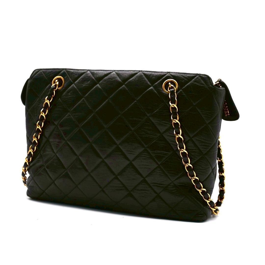 Chanel chain shoulder bag, turnlock, black lambskin