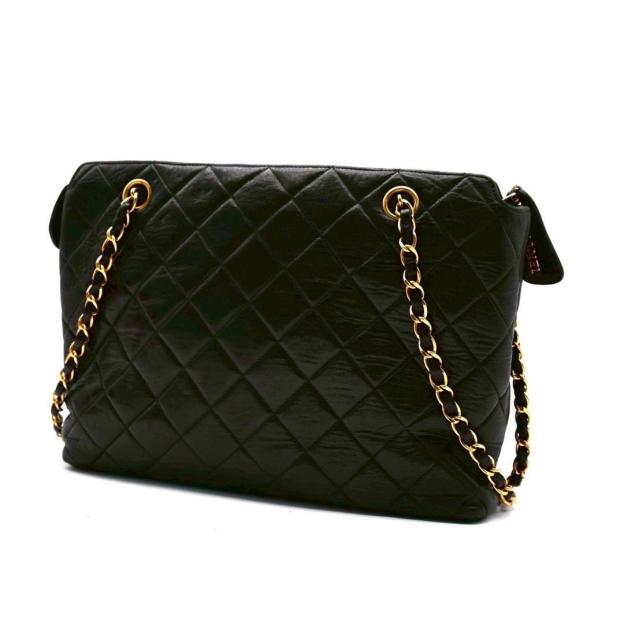 Chanel chain shoulder bag, turnlock, black lambskin