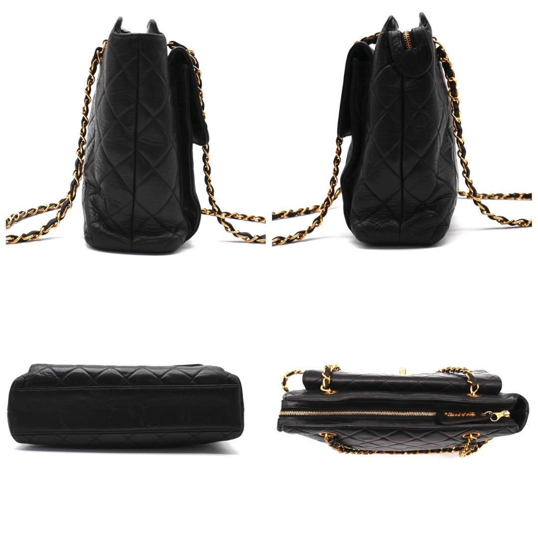 Chanel chain shoulder bag, turnlock, black lambskin