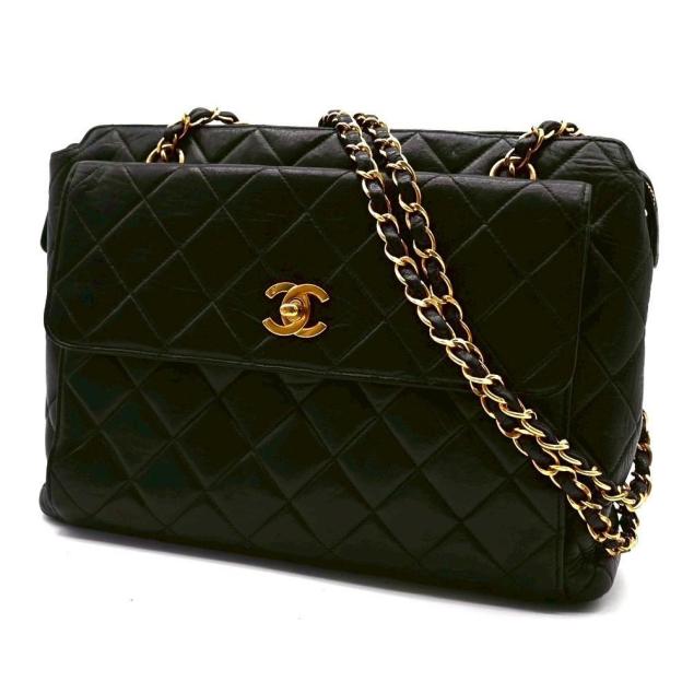 Chanel chain shoulder bag, turnlock, black lambskin