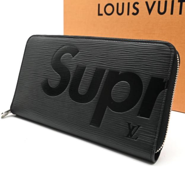Louis Vuitton Supreme Zippy Organizer Epi Long Wallet Black