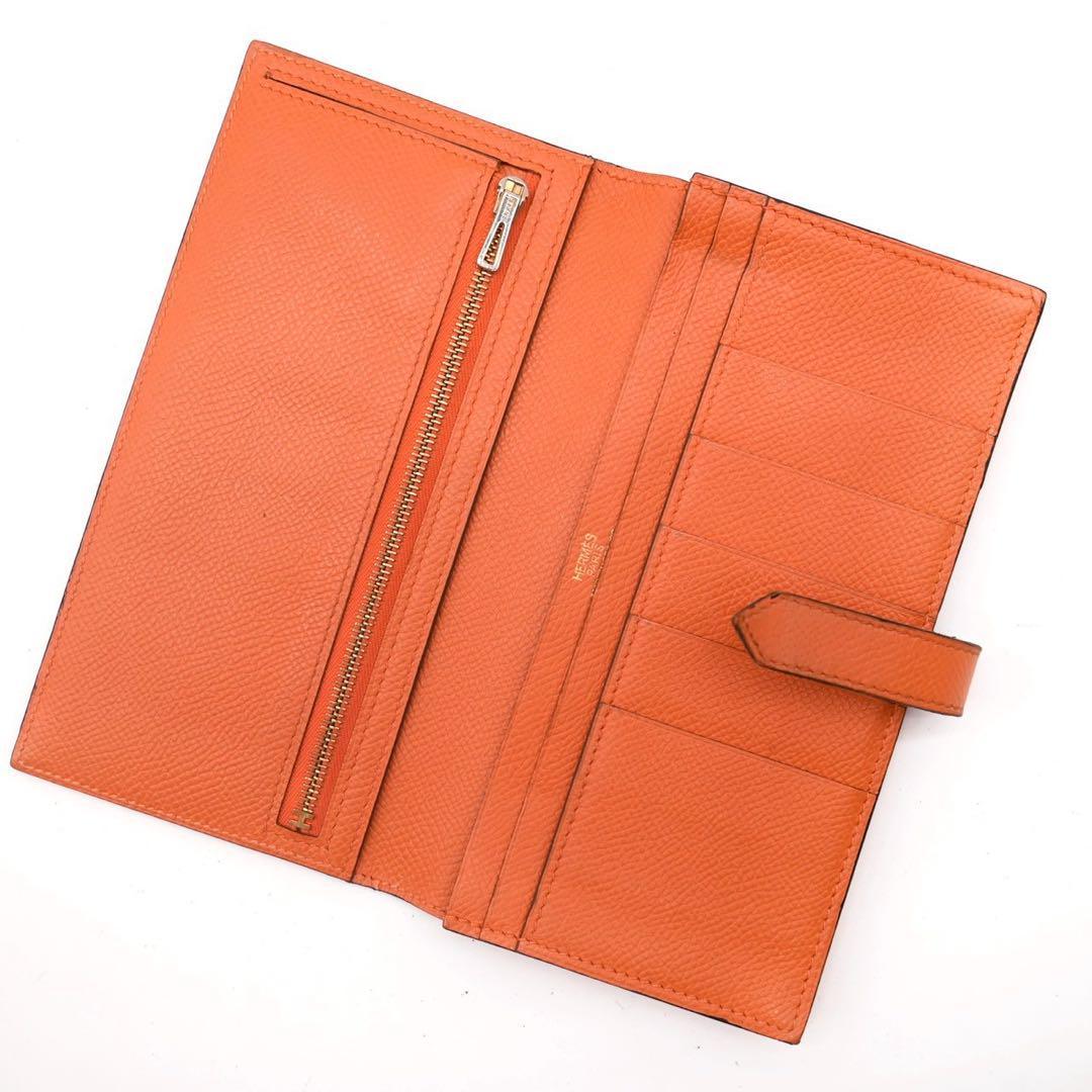 Hermes Bearn Soufflet Veau Epsom Orange Bi-fold Wallet Bearn