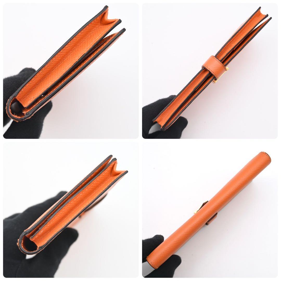 Hermes Bearn Soufflet Veau Epsom Orange Bi-fold Wallet Bearn