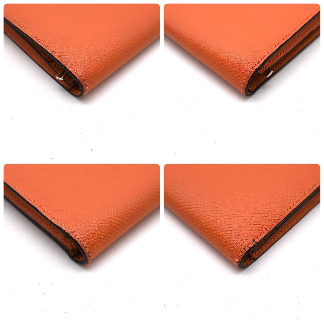 Hermes Bearn Soufflet Veau Epsom Orange Bi-fold Wallet Bearn