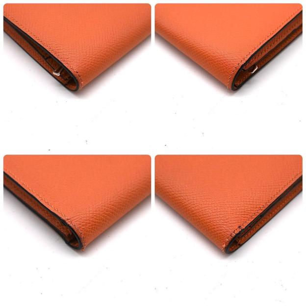 Hermes Bearn Soufflet Veau Epsom Orange Bi-fold Wallet Bearn