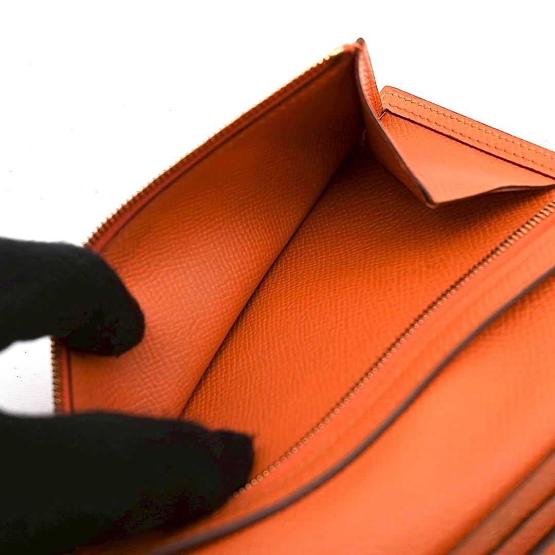 Hermes Bearn Soufflet Veau Epsom Orange Bi-fold Wallet Bearn