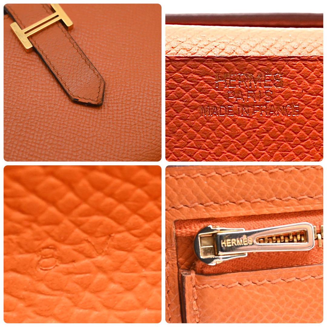 Hermes Bearn Soufflet Veau Epsom Orange Bi-fold Wallet Bearn