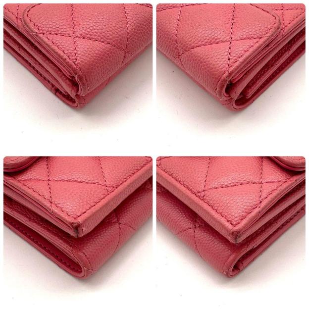Chanel Small Flap Wallet Caviar Skin Pink Tri-fold Wallet