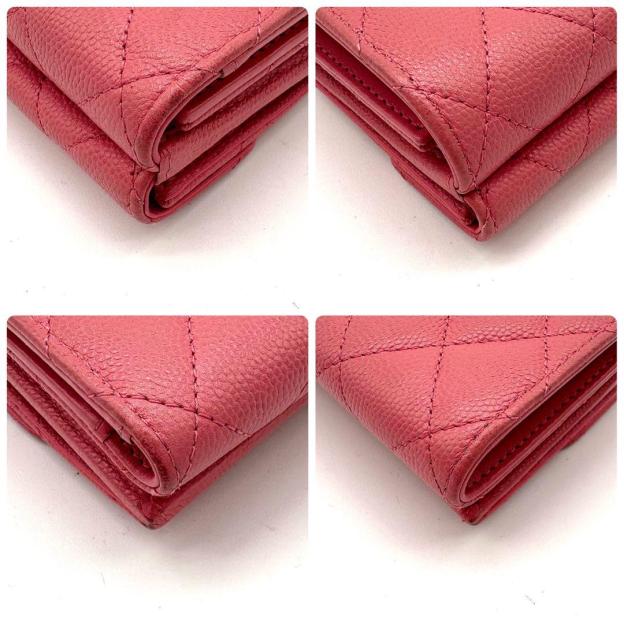 Chanel Small Flap Wallet Caviar Skin Pink Tri-fold Wallet