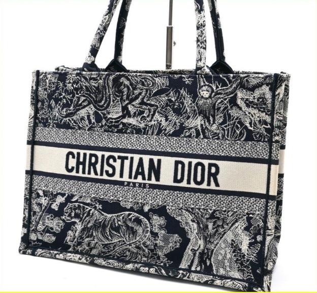 Dior Book Tote Medium Embroidery Navy