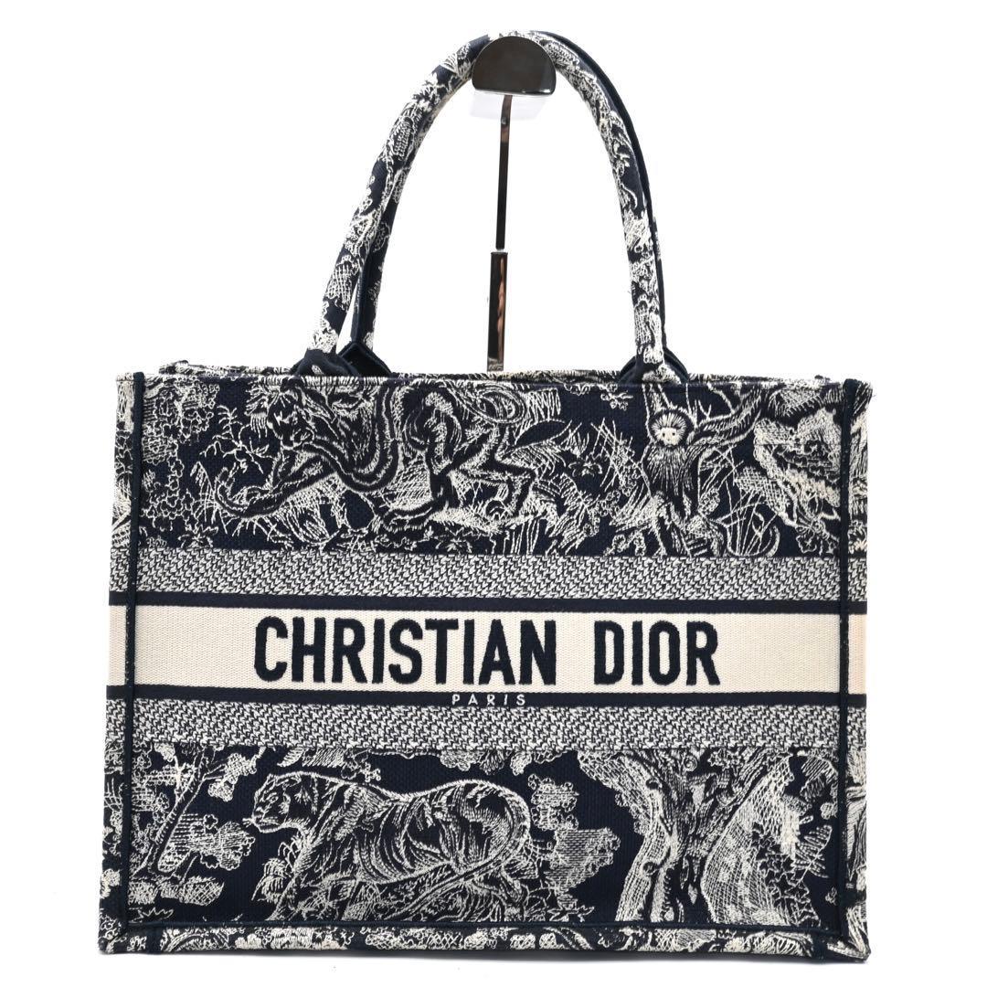 Dior Book Tote Medium Embroidery Navy