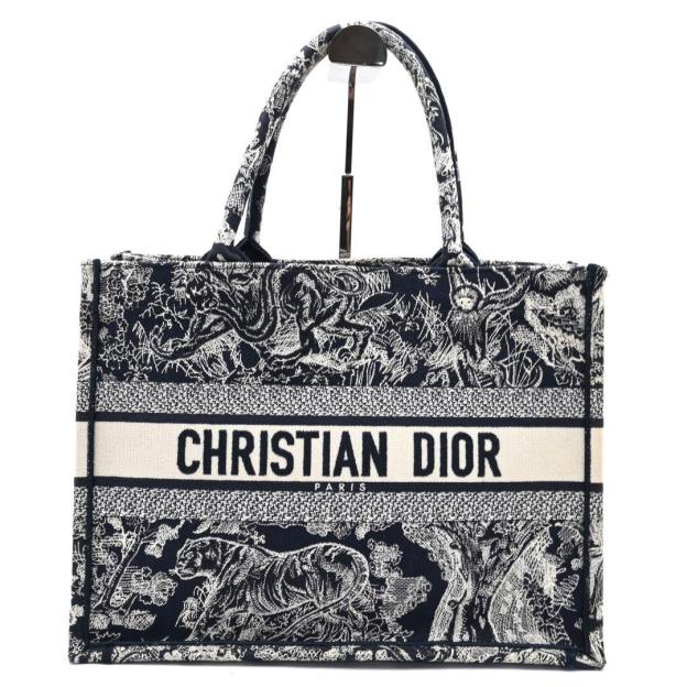 Dior Book Tote Medium Embroidery Navy
