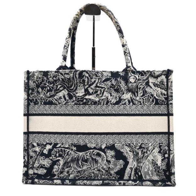 Dior Book Tote Medium Embroidery Navy