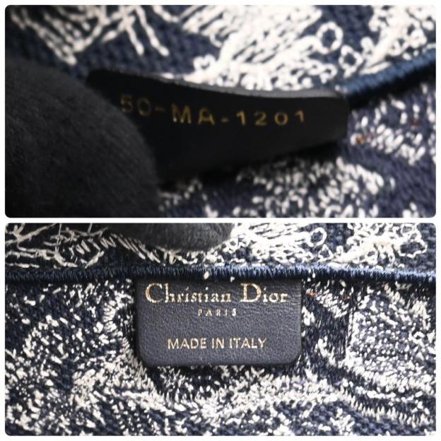 Dior Book Tote Medium Embroidery Navy