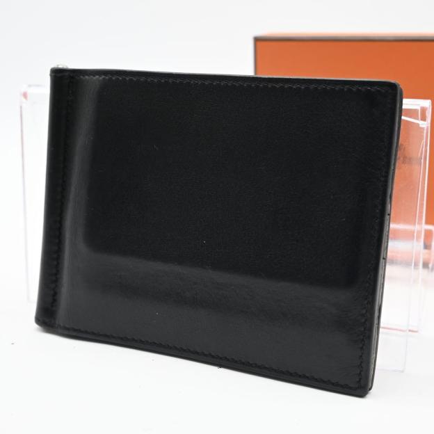 Hermès Money Clip Poker GM Black Bifold Wallet HERMES